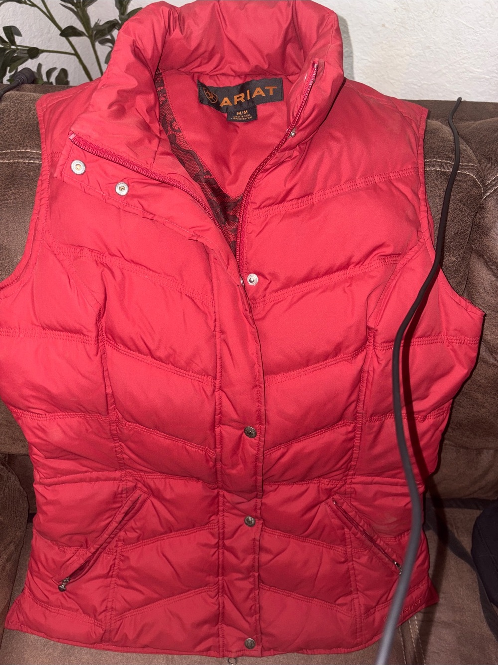 Ariat Women's Coral-Red Quilted Puffer Vest